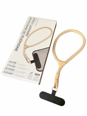 Phone Wrist Lanyard in Beige. NIB
